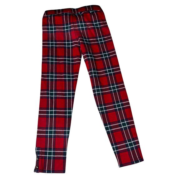 Janie and Jack tartan christmas red plaid girls cotton leggings/pants sz 7 new - Picture 3 of 8